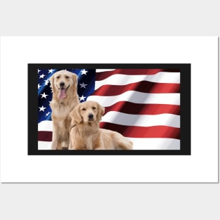 American Flag with Dogs Posters and Art